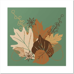 Soft Autumn Leaves & Anise | Green Posters and Art